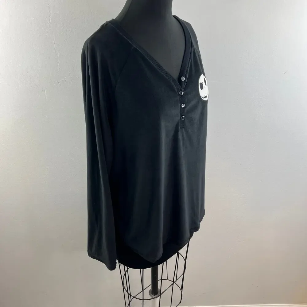 Disney The Nightmare Before Christmas Black Pajama Top Sleepwear Size XL - Picture 5 of 10